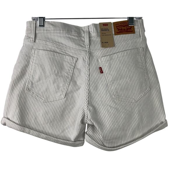Levi's NWT Women's Mid-Length Shorts Mid-Rise Slim Striped Coastal Size 8 / W29 - Picture 2 of 13